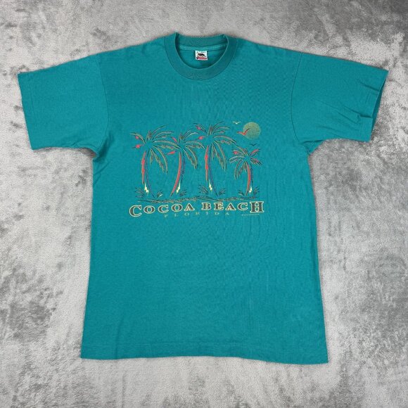 Vintage Fruit of The Loom Single Stitch Adult T-Shirt Cocoa Beach Florida USA L - Picture 2 of 8